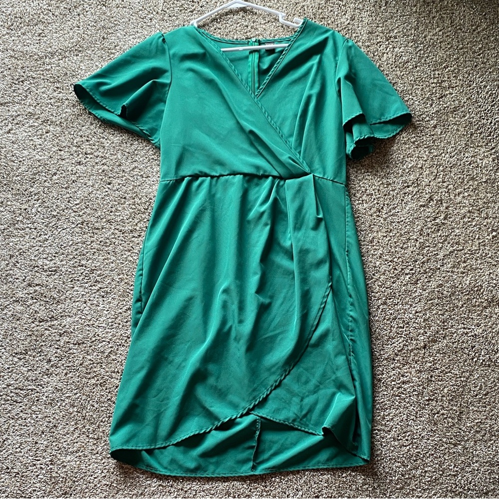 Emerald Wrap-Front High-Low Dress J - Picture 2 of 3